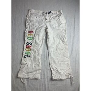 Vintage Y2K Old Skool Urbanwear White Womens Size 9/10 Embroidered Hip Hop Pants